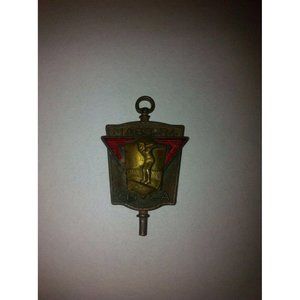 YMCA 1930's 40's Gold / Copper Enameled Swimming Medal FOB Key Mass RI pre WWII